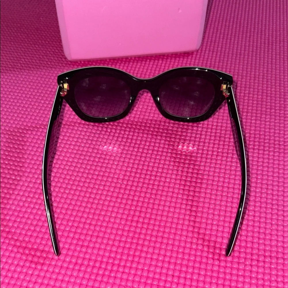 Kate Spade Black Floral Cat-Eye Sunglasses with Pink Accents - Picture 8 of 8